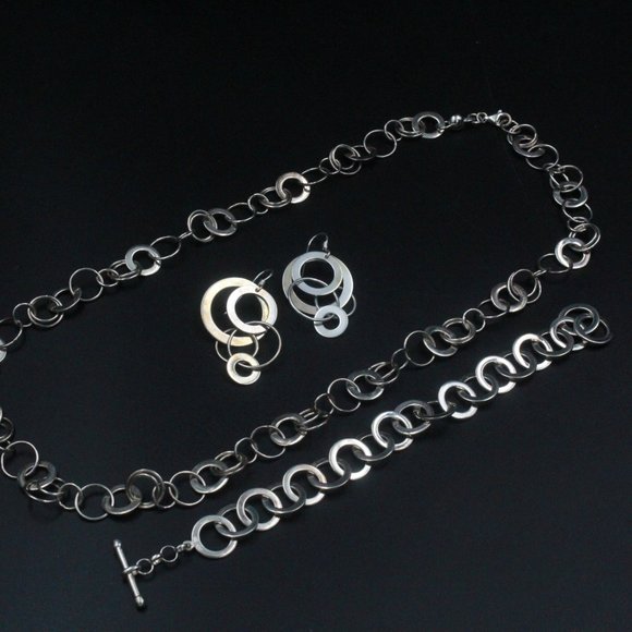 STERLING SILVER CA CANADA CIRCULAR NECKLACE SET - Picture 12 of 12